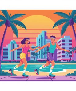 Miami Retro Roller Gliders Paint By Numbers