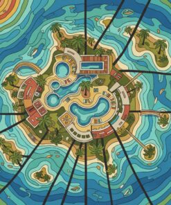 Midcentury Aerial Island Oasis Paint By Numbers
