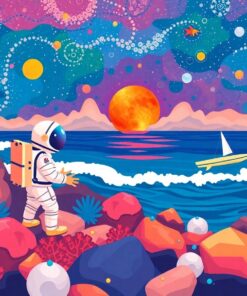 Midcentury Cosmic Tropic Shore Paint By Numbers