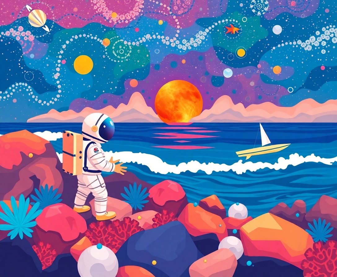 midcentury-cosmic-tropic-shore-paint-by-numbers-kit-astronaut-ocean-art