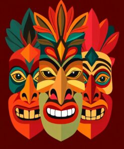 Tiki Masks Paint Numbers