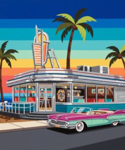 Midcentury Island Diner Chrome Paint By Numbers
