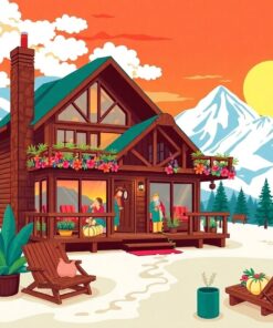 Midcentury Ski Lodge Luau Paint By Numbers