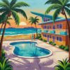 Midcentury Tropical Oceanfront Motel Paint By Numbers