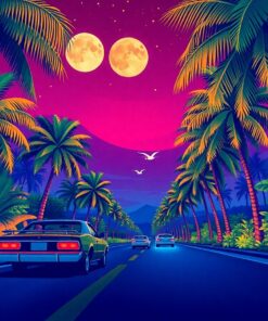 Midnight Drive In Palms Paint By Numbers