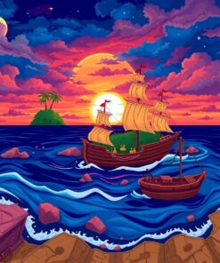 Midnight Island Treasure Map Paint By Numbers