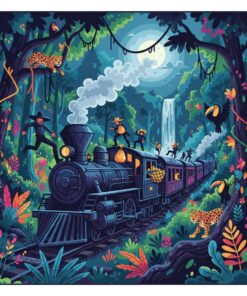 Midnight Jungle Train Heist Paint By Numbers