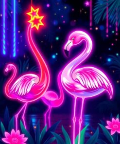 Flamingo Glow Paint Numbers