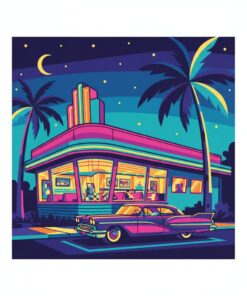 Midnight Palm Retro Diner Paint By Numbers