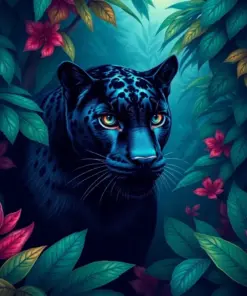 Midnight Panther Tropical Grove Paint By Numbers