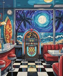 Midnight Surf Diner Jukebox Paint By Numbers