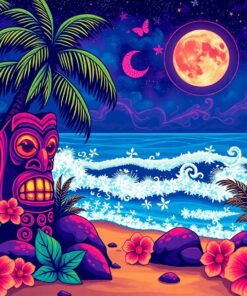 Midnight Surf Tiki Glow Paint By Numbers