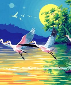 Migrating Herons Amazon Delta Paint By Numbers