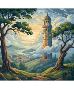 Mist Shrouding Colonial Tower Paint By Numbers