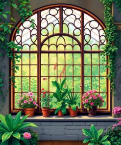 Botanical Windows Paint Numbers