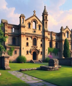 Misty Colonial Cathedral Ruins Paint By Numbers