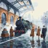 Misty Vintage Train Platform Paint By Numbers
