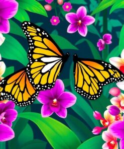 Monarchs Among Jungle Orchids Paint By Numbers