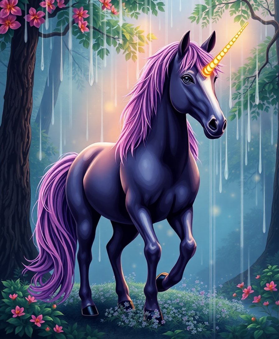 Monsoon Drenched Enchanted Steed Paint By Numbers Kit completed