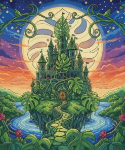 Monstera Clad Romantic Castle Paint By Numbers