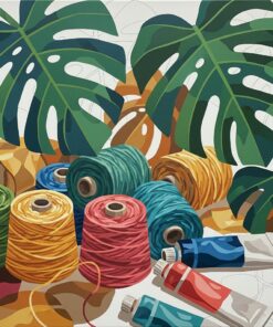 Monstera Shadows Over Spools Paint By Numbers