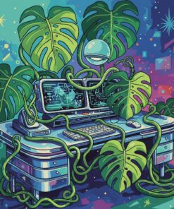 Monstera Swallowed SciFi Desk Paint By Numbers