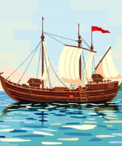 Moored Colonial Outpost Vessel Paint By Numbers