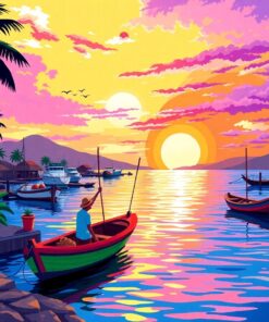 Morning Catch Tropic Port Paint By Numbers