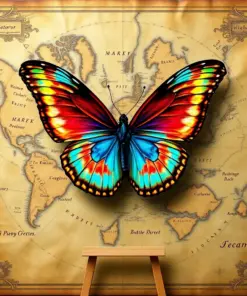 Morpho Upon Antique Map paint by numbers