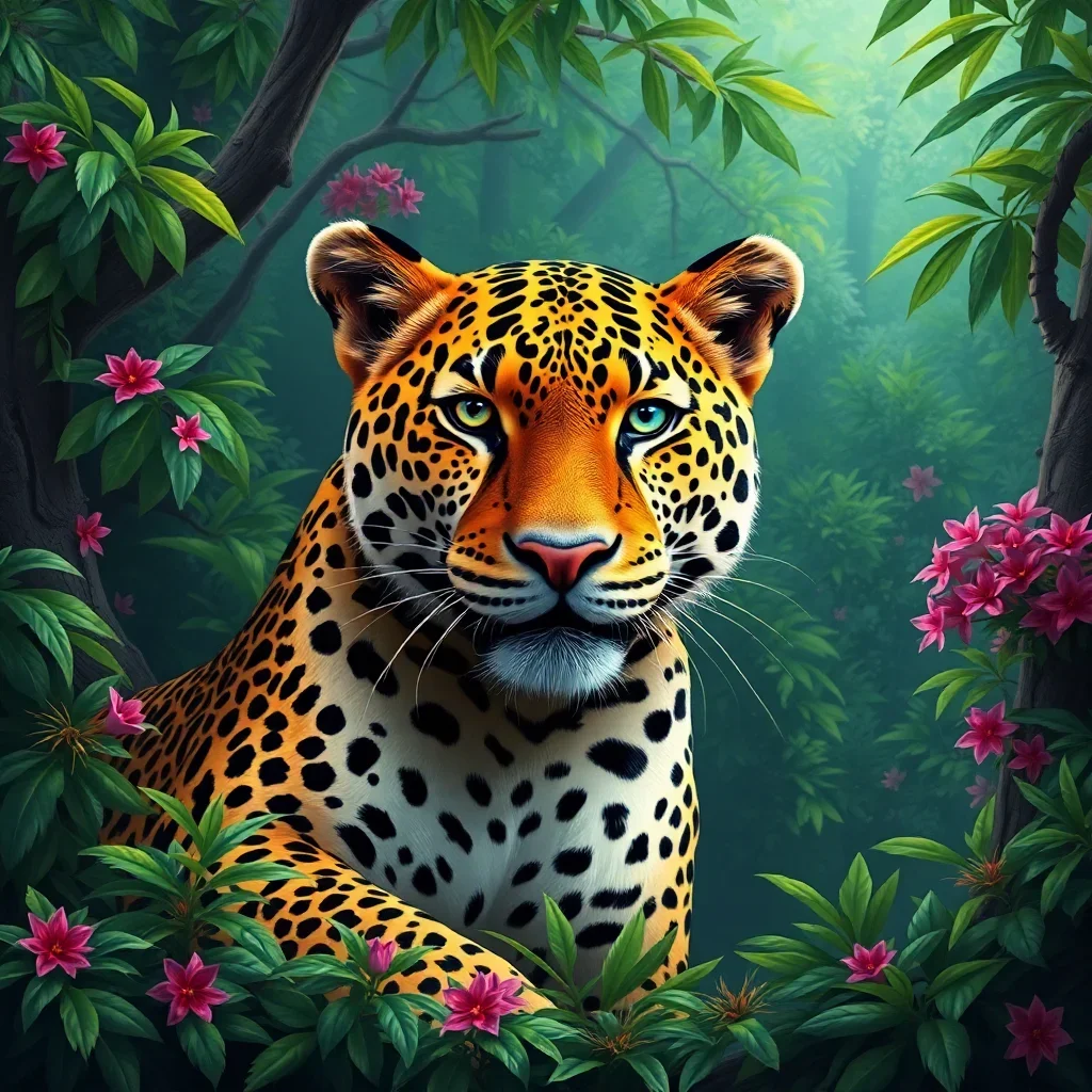 completed artwork display Mossy Jaguar Sanctuary paint by numbers