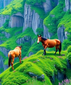 Mules Traversing Lush Cliffs Paint By Numbers