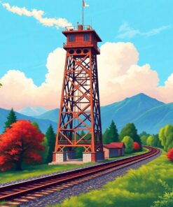 Nature Overtaking Railway Tower Paint By Numbers