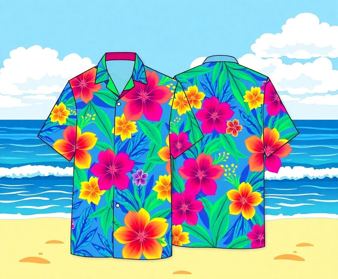 Neon Aloha Shirt Melody Paint By Numbers Kit - Vintage Pop completed