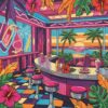Neon Diner Tropical Petals Paint By Numbers