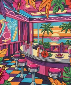Neon Diner Tropical Petals Paint By Numbers