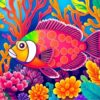 Neon Fish Coral Maze Paint By Numbers