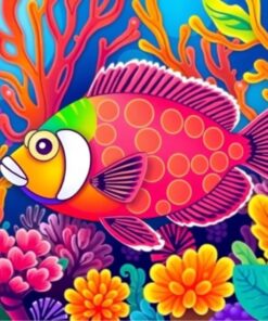 Neon Fish Coral Maze Paint By Numbers