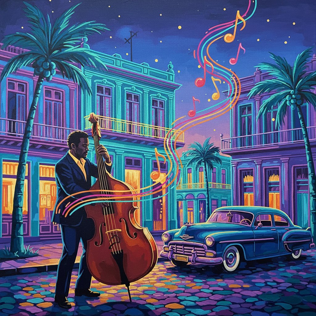 Neon Havana Bass Notes Paint By Numbers - Vintage Concert Art completed