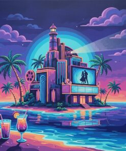 Neon Island Theater Drinks Paint By Numbers