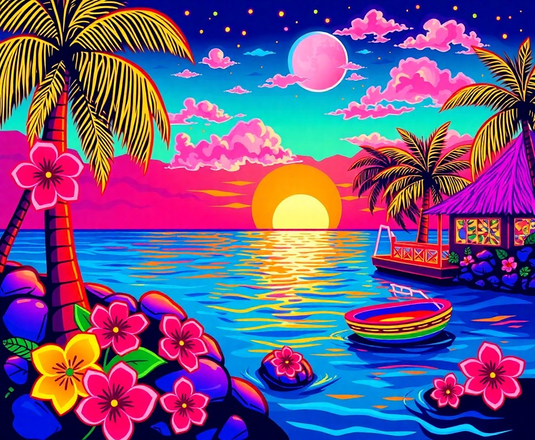neon-lit-hawaiian-decals-paint-by-numbers-retro-art-kit
