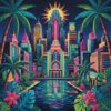 Neon Lit Tropical Metropolis Paint By Numbers
