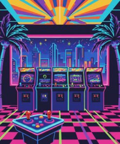 Neon Palms Gaming Room Paint By Numbers