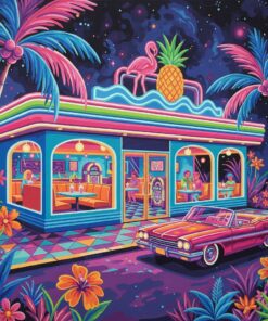 Neon Tropical Diner Glow Paint By Numbers