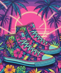 Neon Tropical Retro Kicks Paint By Numbers
