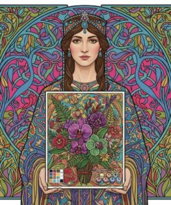 Noblewoman Holding Realistic Flora Paint By Numbers