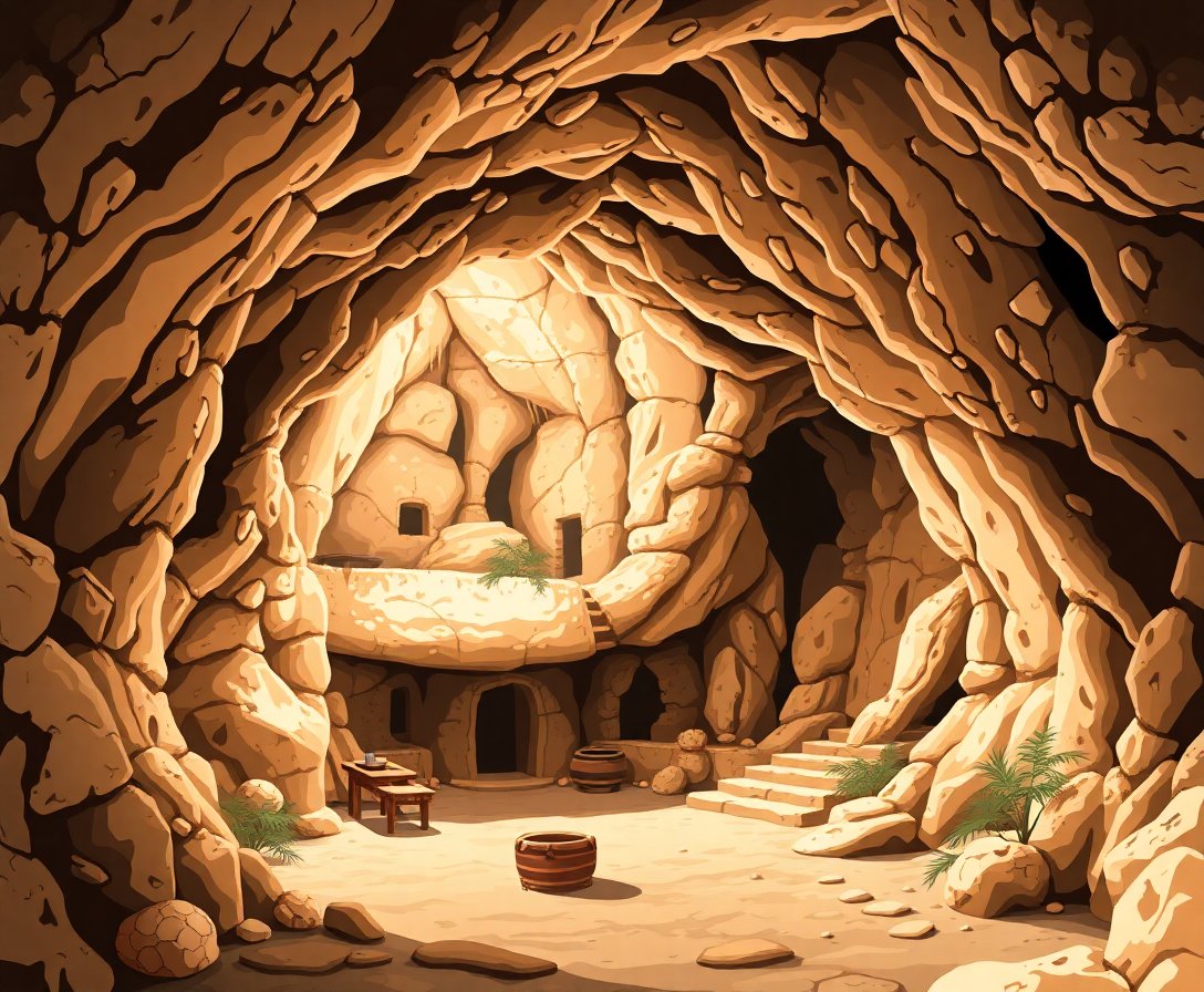 nostalgic-hidden-grotto-paint-by-numbers-kit-sepia-cave-art