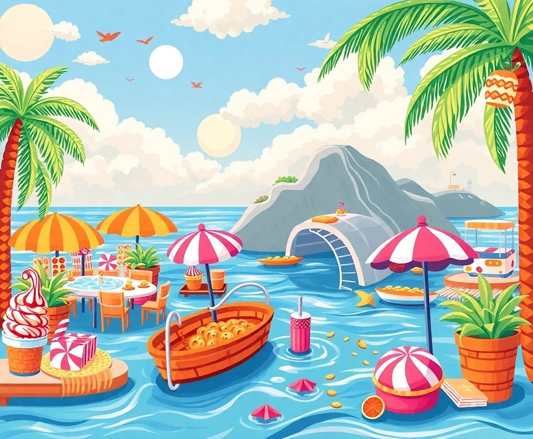 Nostalgic Island Confectionery Paint By Numbers Kit completed