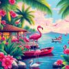 Nostalgic Tropical Flamingo Bay Paint By Numbers