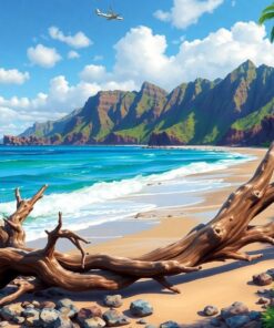 Oahu Shoreline Driftwood Realism Paint By Numbers
