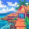 Oceanfront Midcentury Hawaiian Villa Paint By Numbers